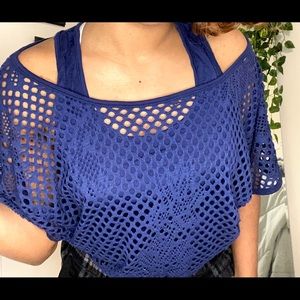 Royal Blue Shoulders Off Blouse